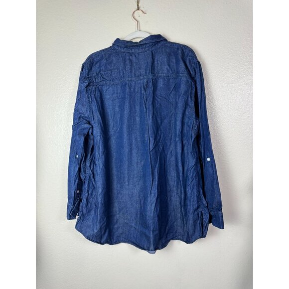 Coolibar Long Sleeve Chambray Denim Tunic Top Women Plus size 3X UPF 50+ Blue - Picture 2 of 16
